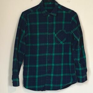 Men's Green Plaid Shirt - Size: Small